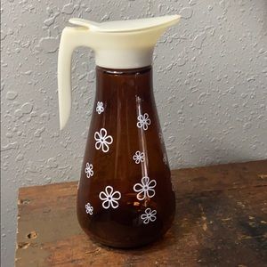 Vintage Thatcher Amber Syrup Dispenser White Daisy